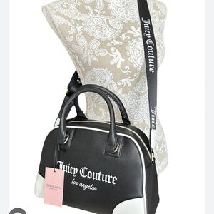 Juicy Couture Bowler Top Handle Black and White Satchel